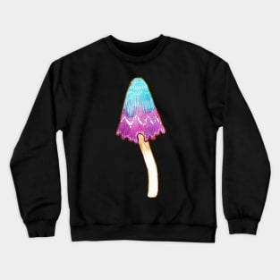 Blue and Purple Watercolor Mushroom Sticker Crewneck Sweatshirt